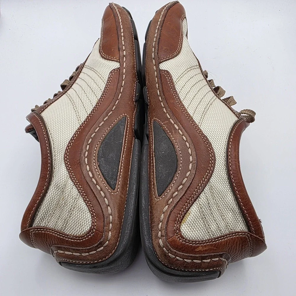 Cole Haan Mens 10 Brown Leather Canvas Driving Shoes Oxfords Preppy Tennis Yacht